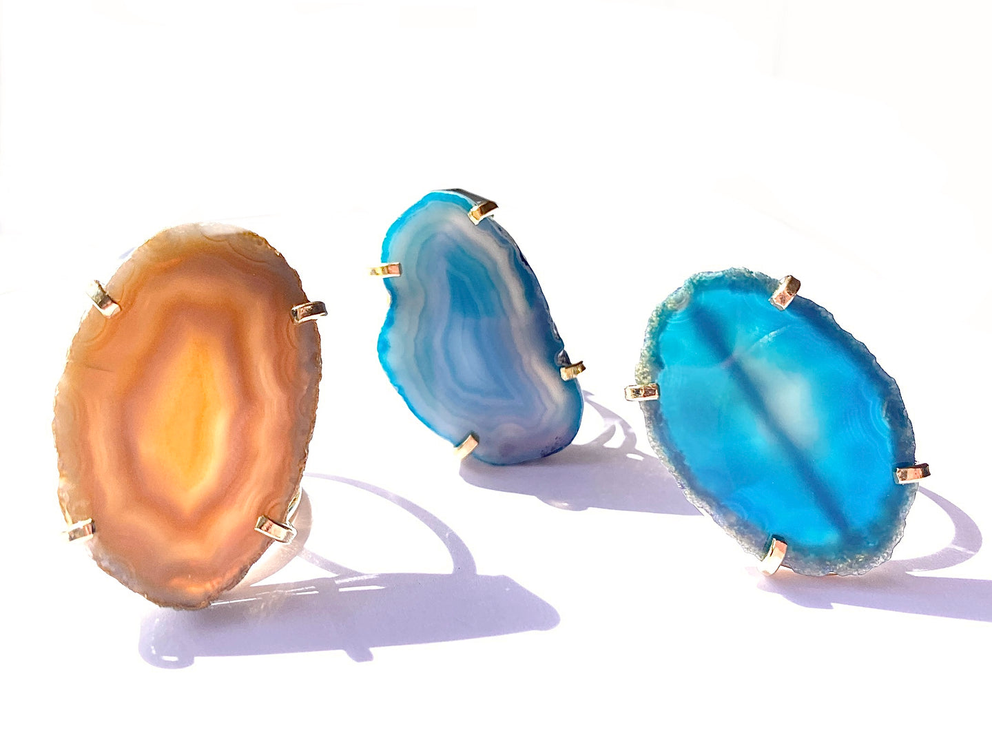 Agate slice rings (gold)