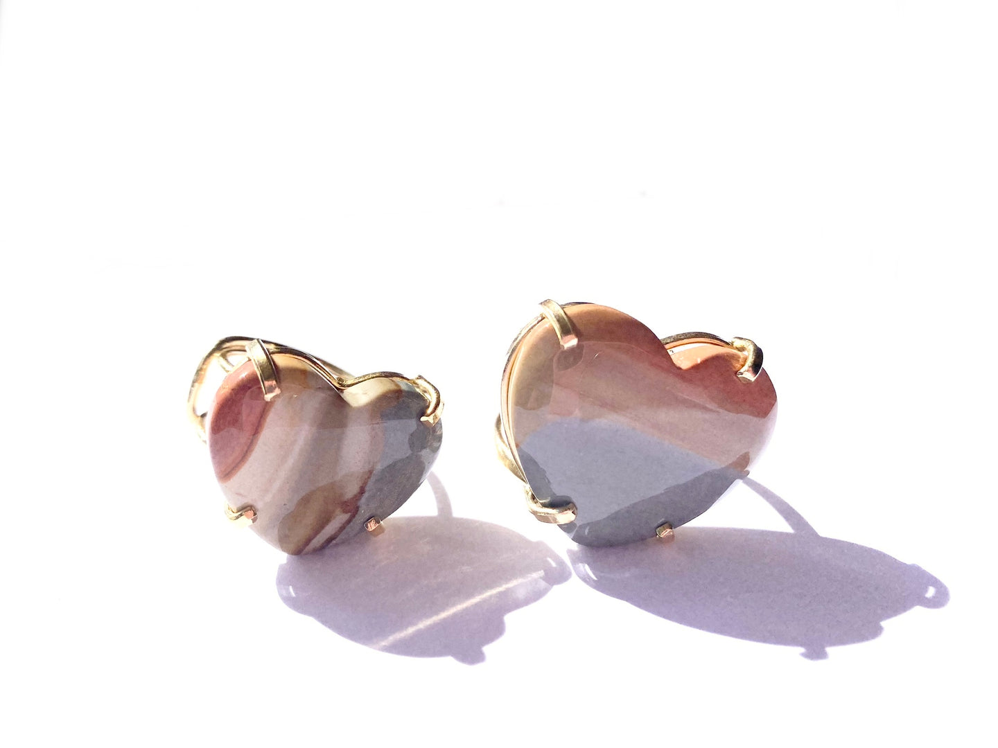 Mookaite Heart rings (gold)