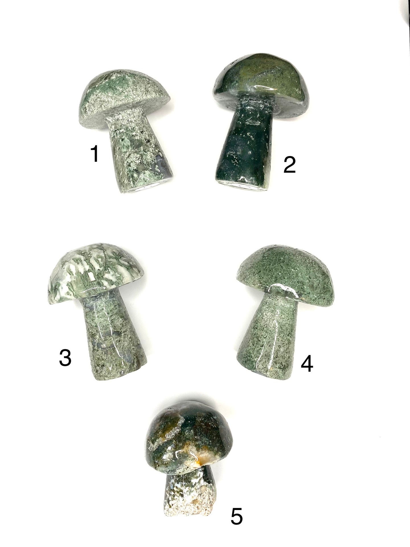 Small Moss Agate Mushrooms