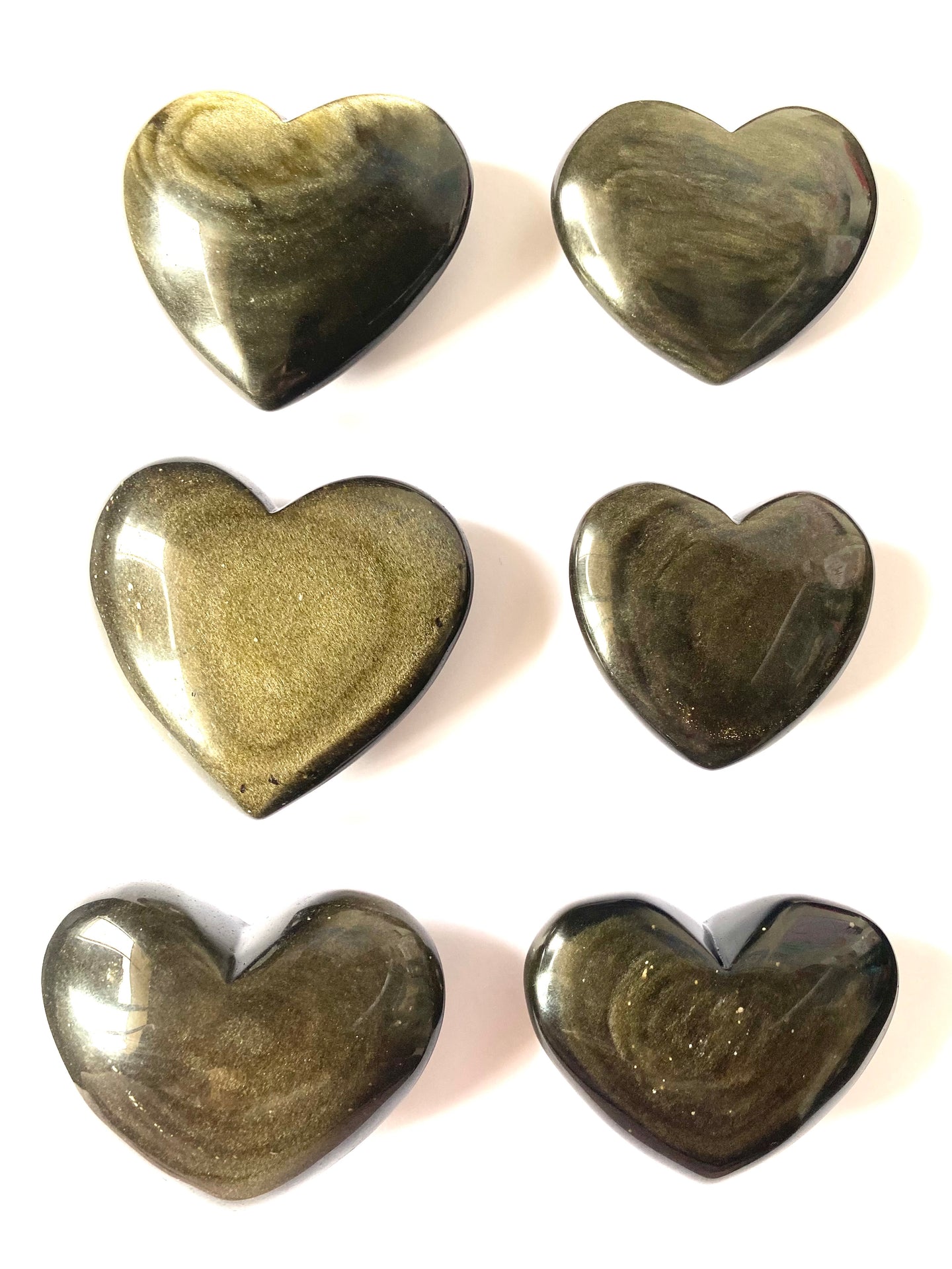 Gold sheen obsidian hearts