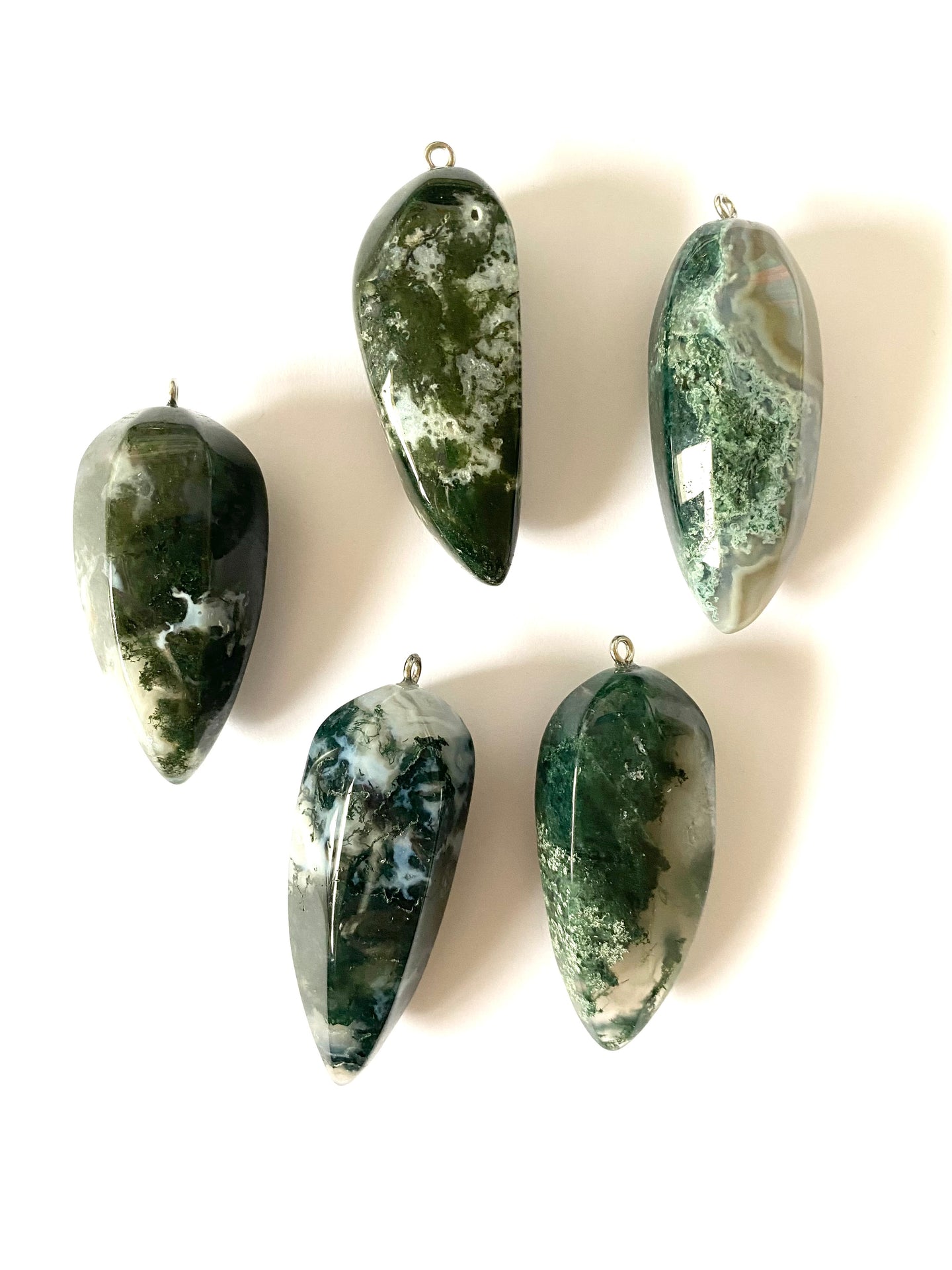 Moss agate pendants